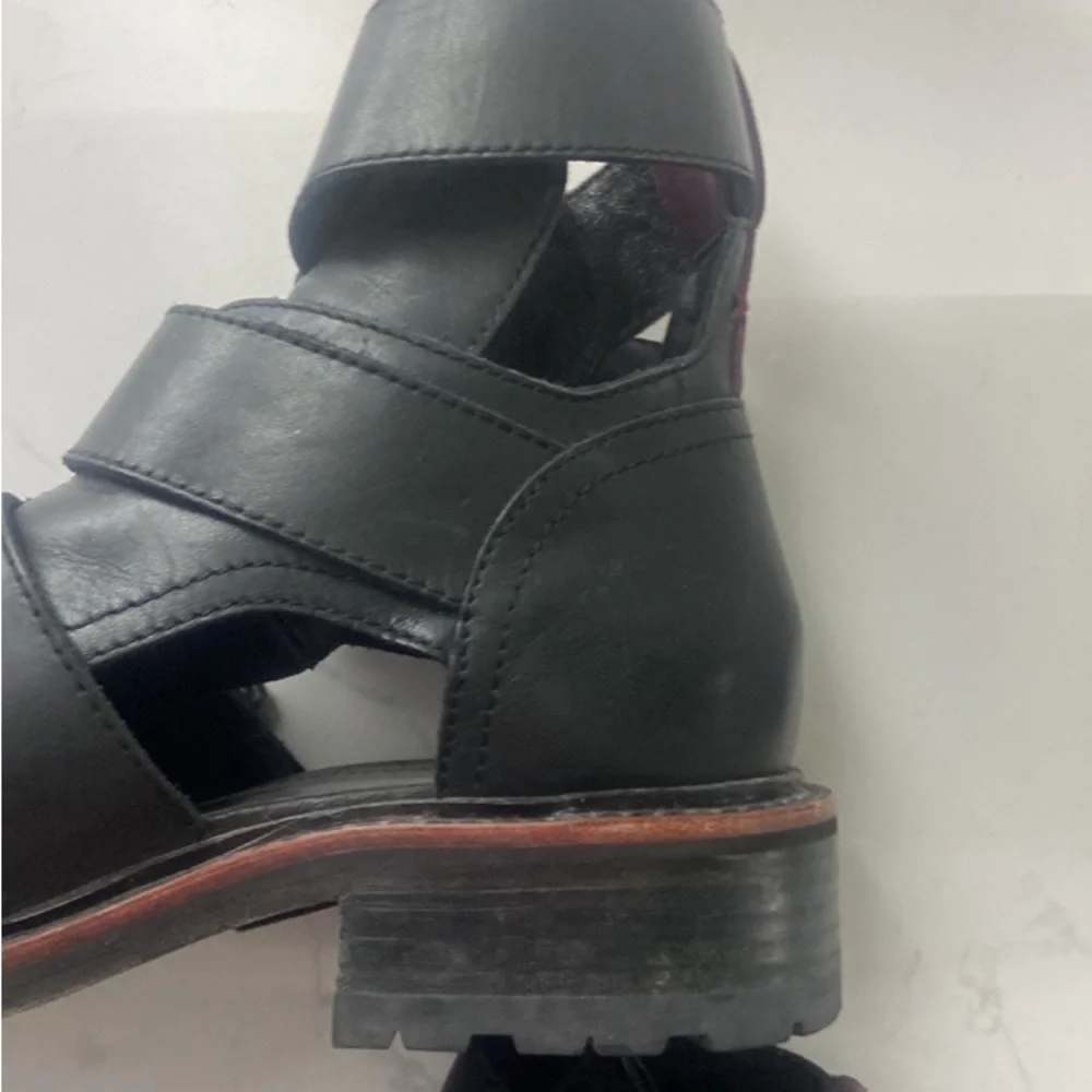 Rare RAG & BONE Boot Ankle Moto Booties Sandals Leather Black Red Maroon Size 8